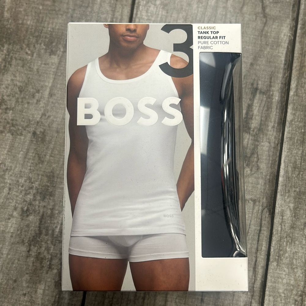 100% Authentic BOSS by Hugo Boss Men’s Black Tank Top 3pack New W/Box Undershirt